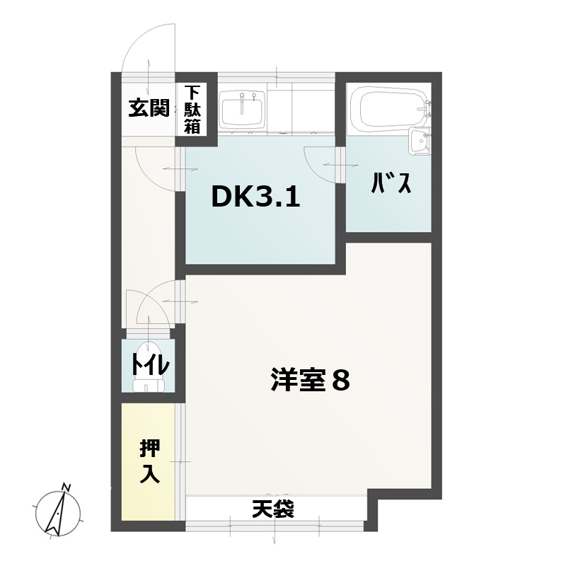 1DK（DK3.1・洋8）